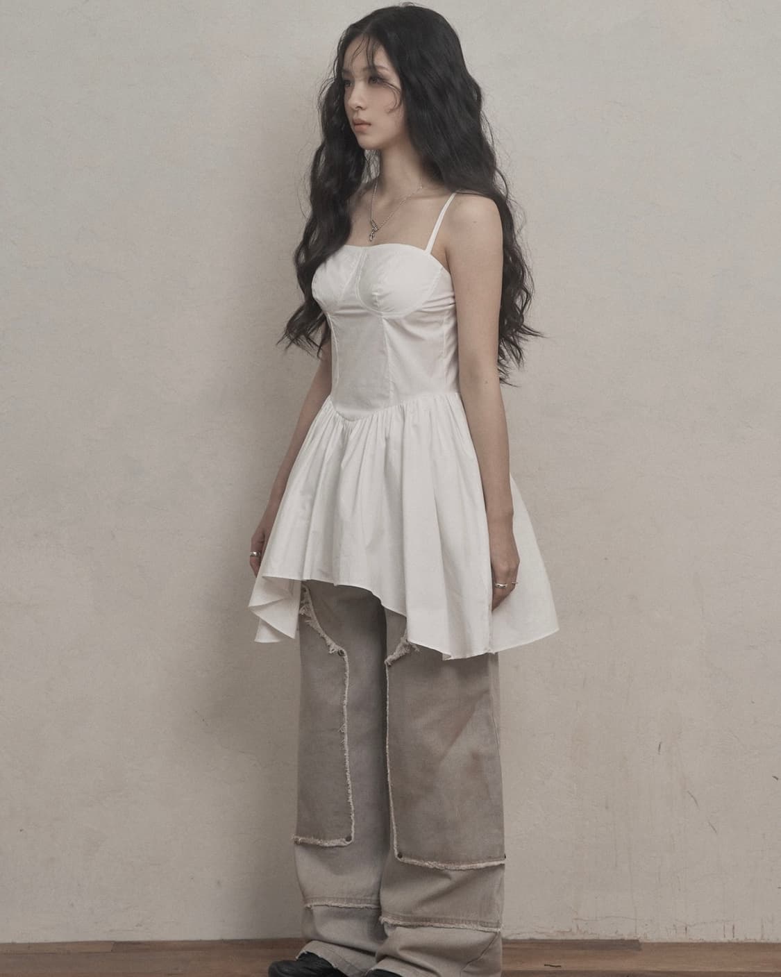 카키포인트 플레어 레이어드 미니 원피스 상품이미지4