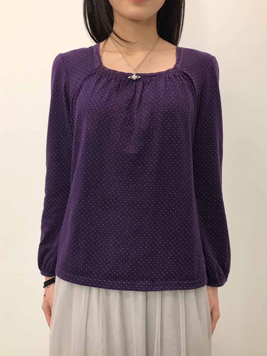Jpn Purple Dotted Long Sleeve T-shirts 상품이미지2