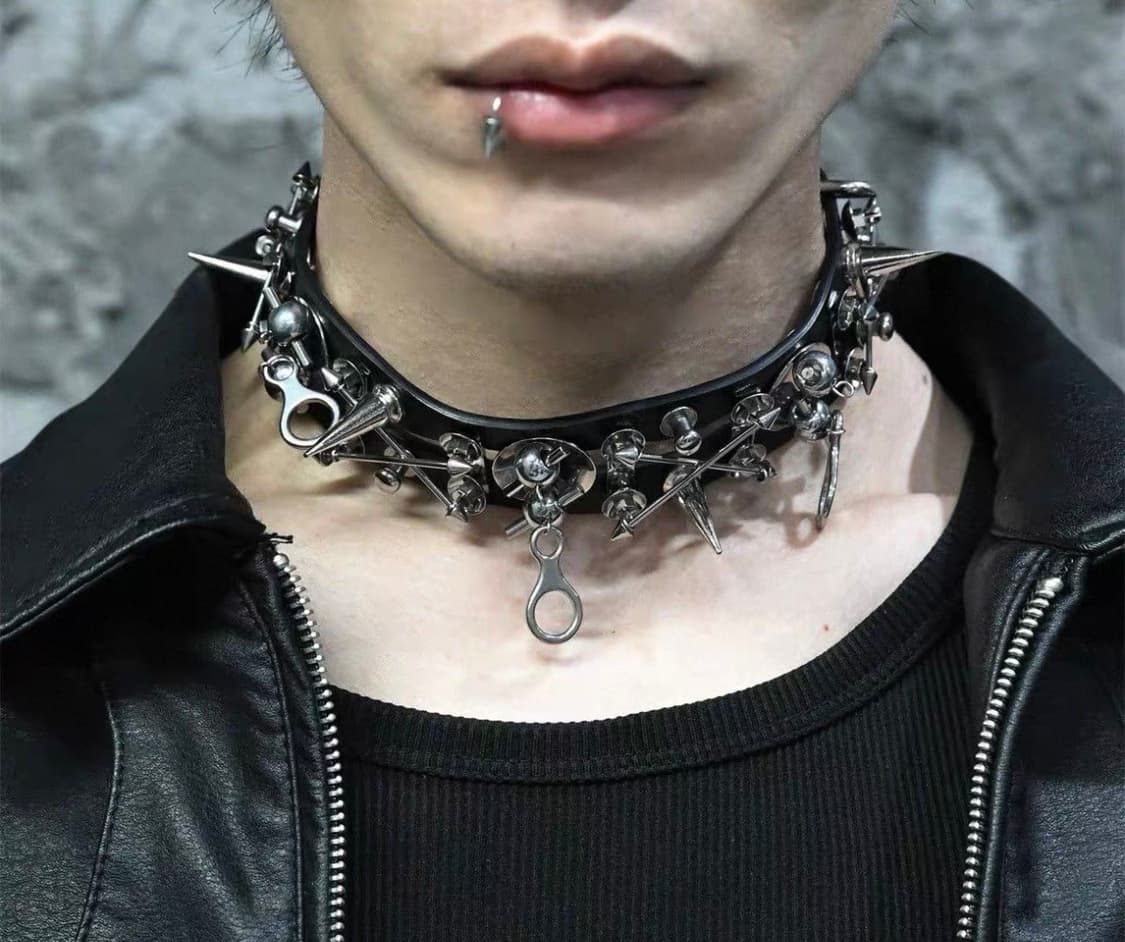 Hardcore Punk Spike Chain Choker 상품이미지1
