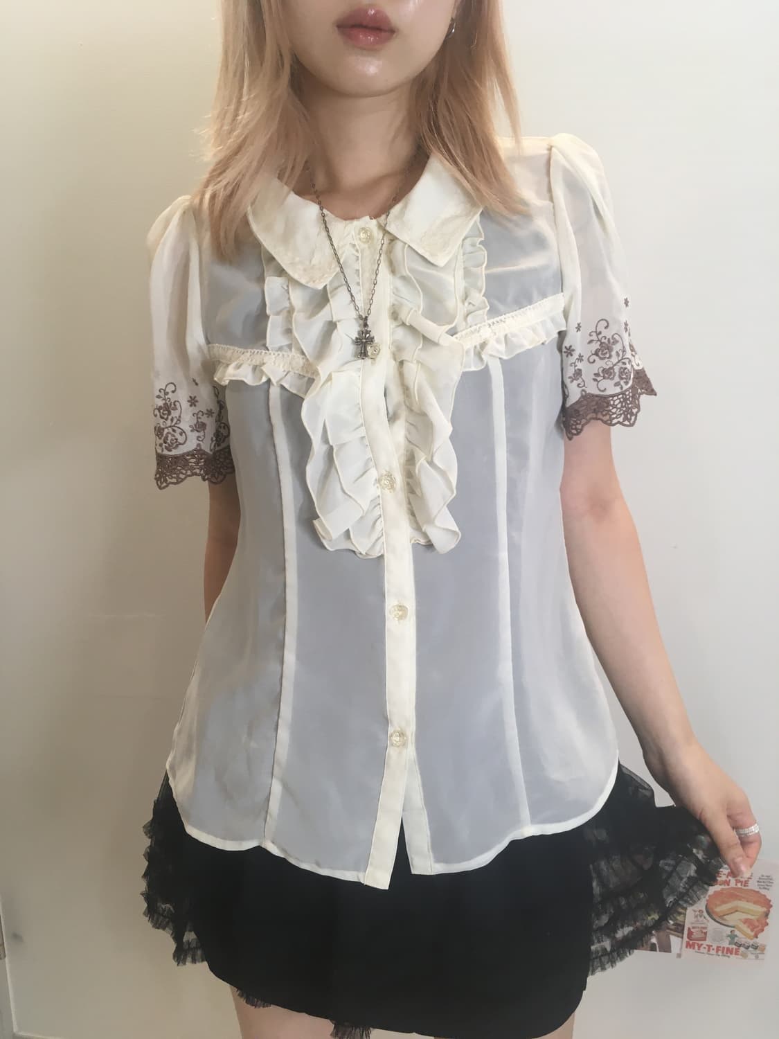 axes femme 앤틱 러플 블라우스 상품이미지5