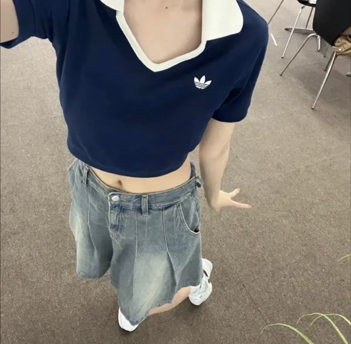 Adidas 아디다스 테니스 크롭 카라 네이비 s 상품이미지4