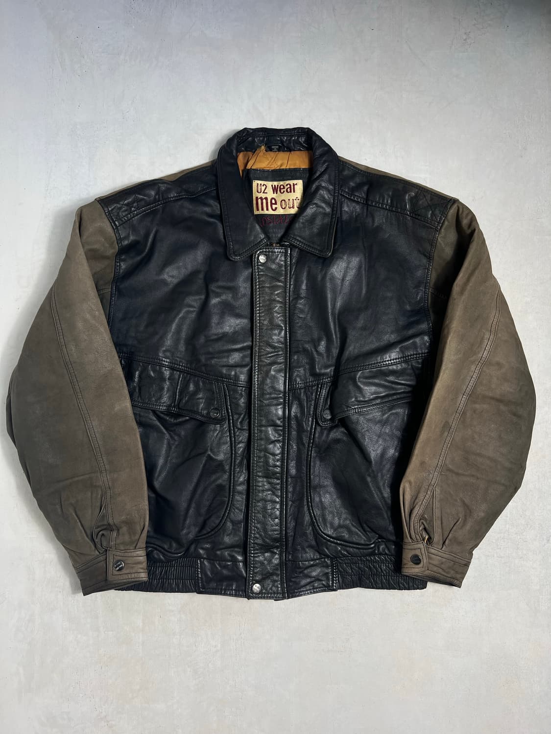 90’s 빈티지 믹스드 카우 레더 봄버 자켓 상품이미지1