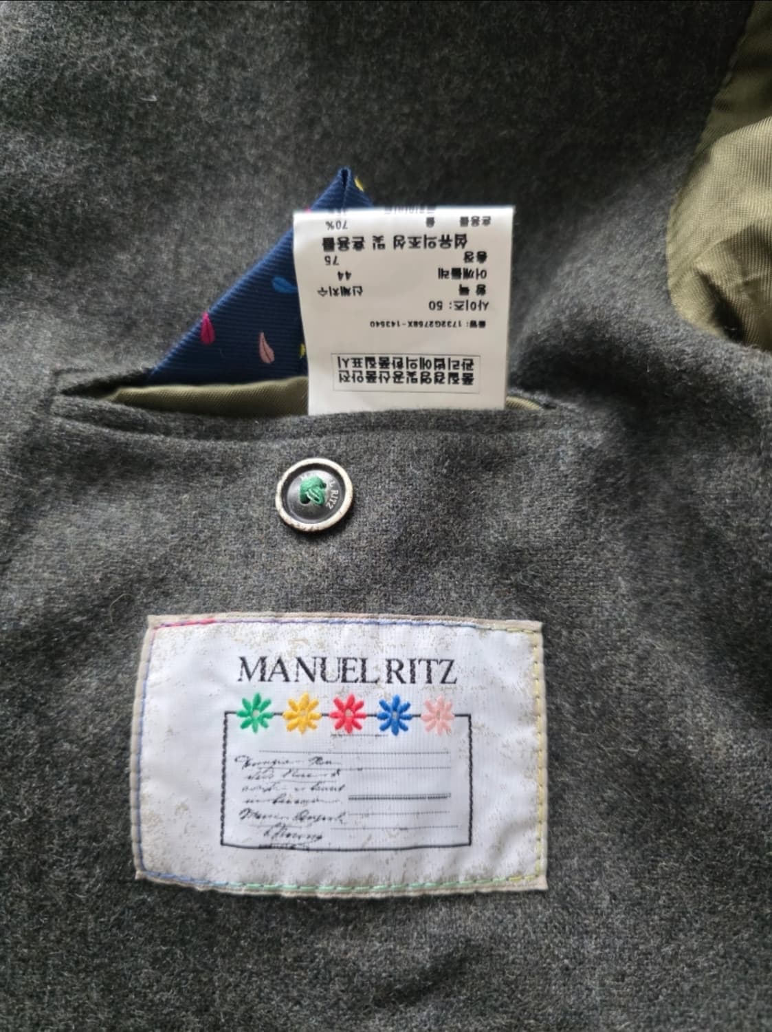 마뉴엘 리츠(MANUEL RITZ) 챠콜 그레이 혼방 자켓 L (이태리사 상품이미지7