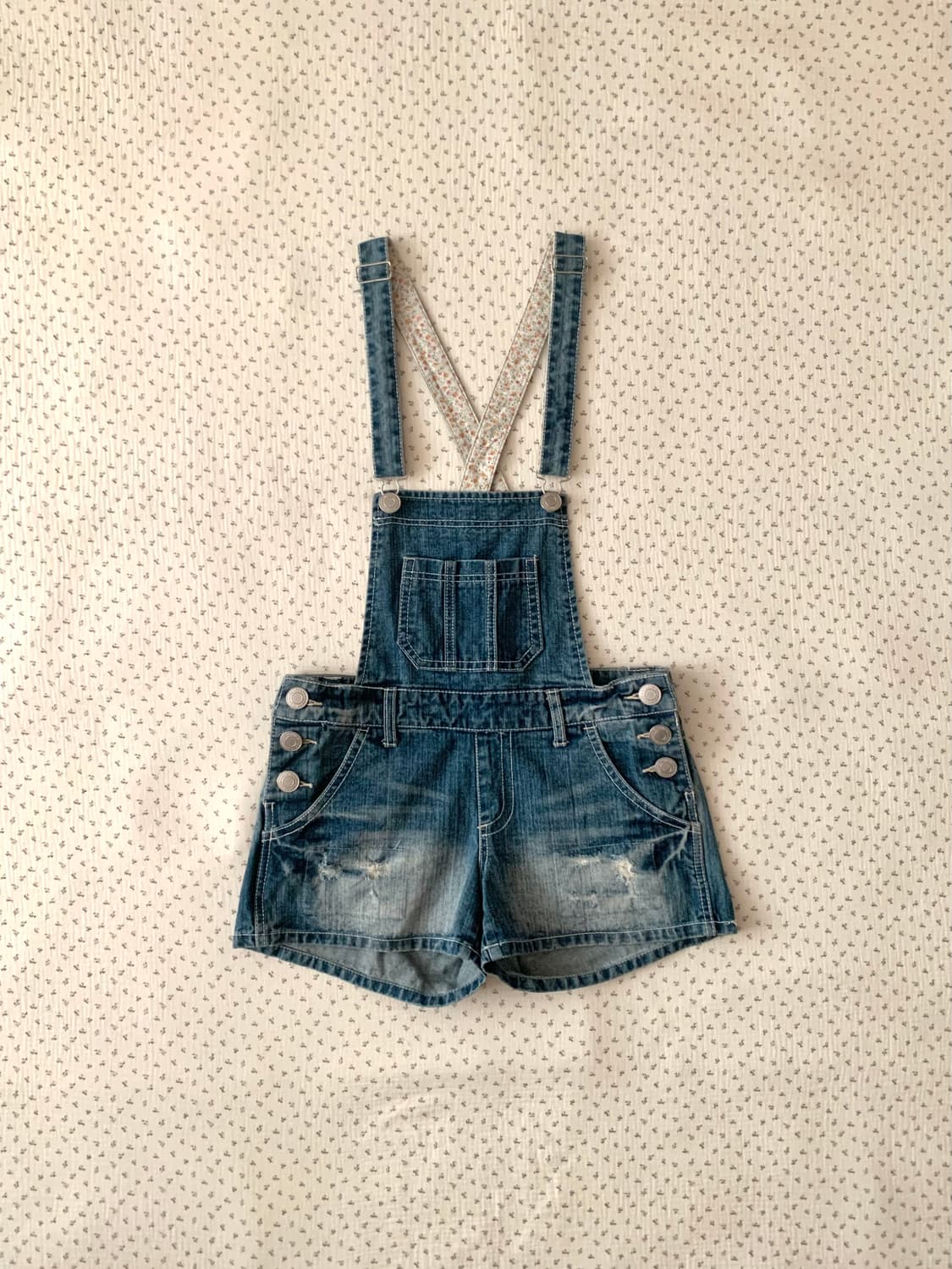 잔꽃 레이스 멜빵 반바지 상품이미지5