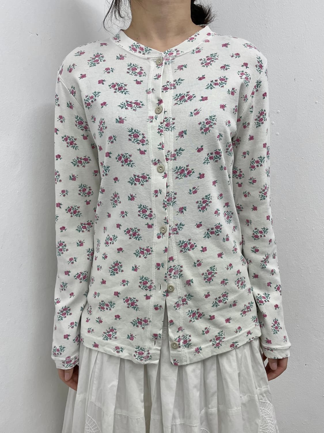 플로럴 버튼 슬리브 탑 상품이미지1