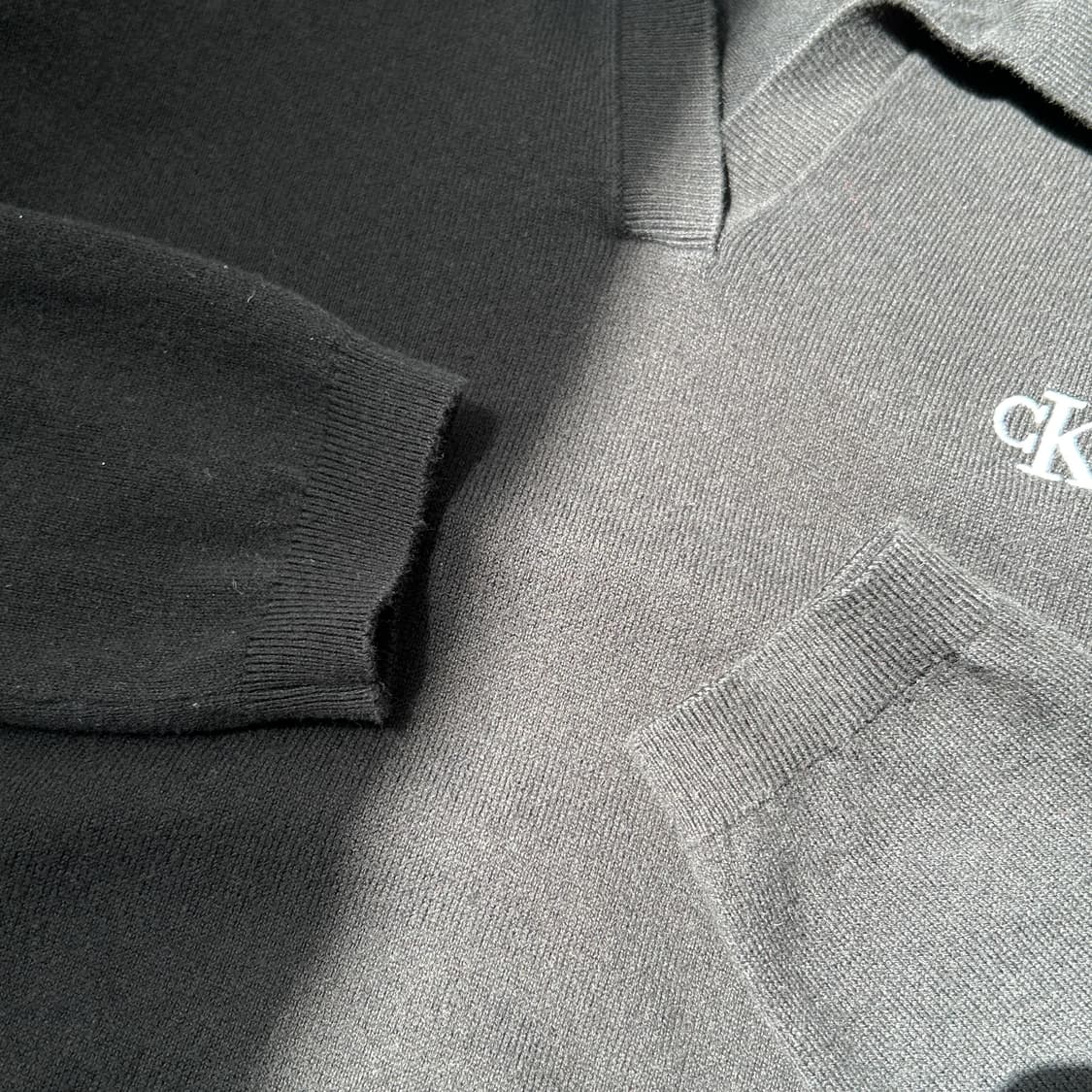 캘빈클라인 블랙 크롭 니트 카라티 상품이미지5