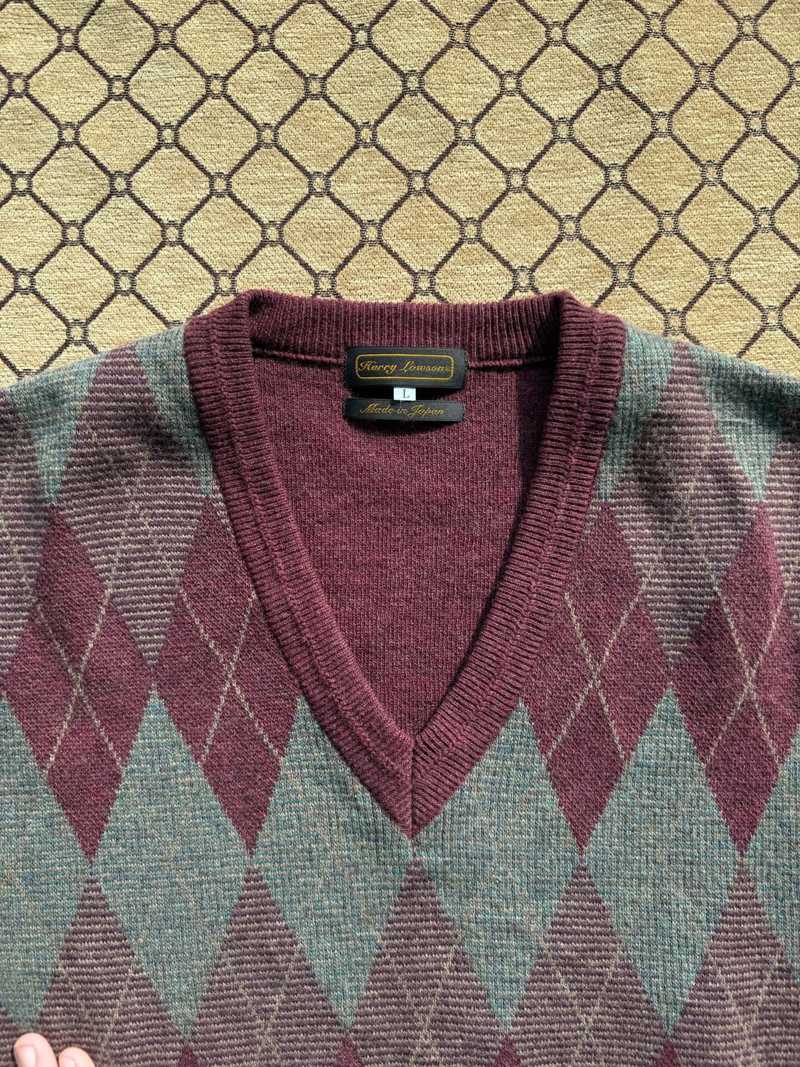 버건디 아가일 니트 상품이미지1