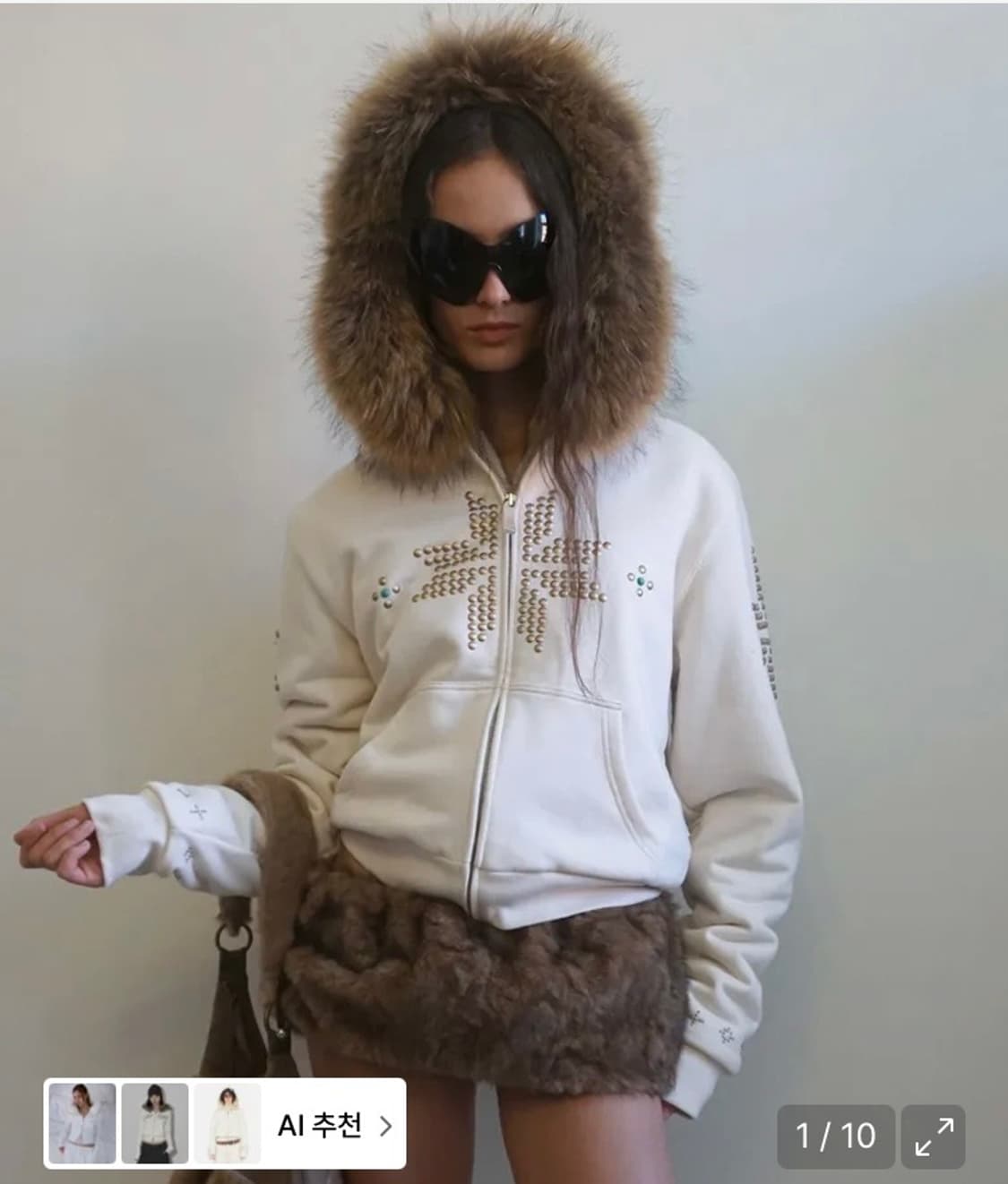 스컬프터 퍼 후드집업 상품이미지1