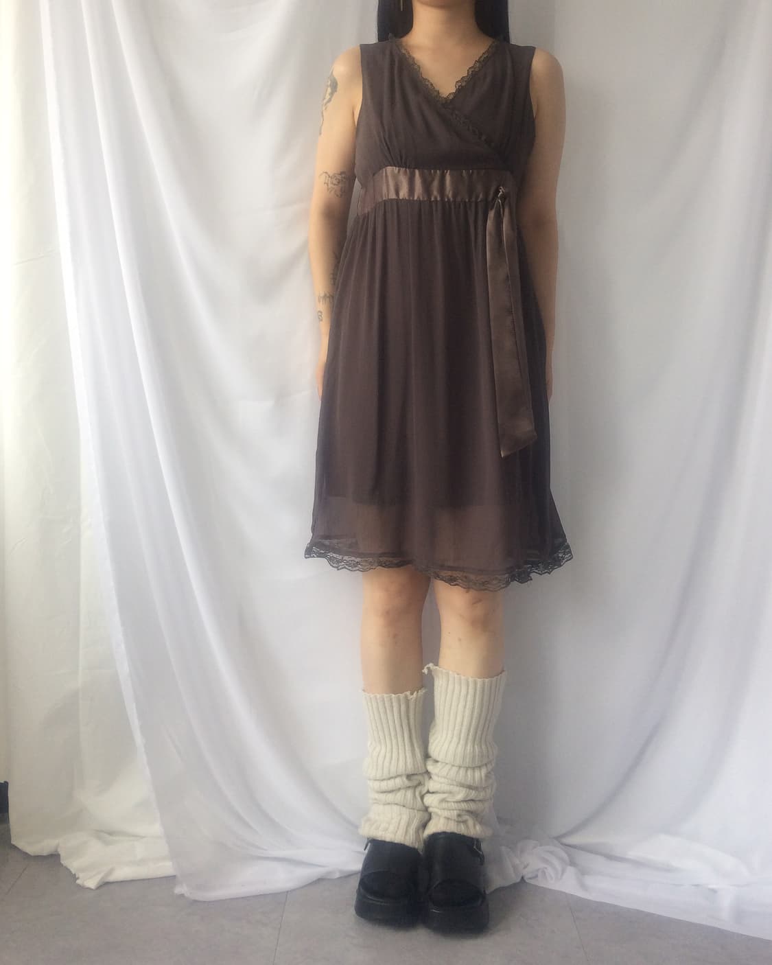 Frill trimming tied sleeveless onepieceF 상품이미지6