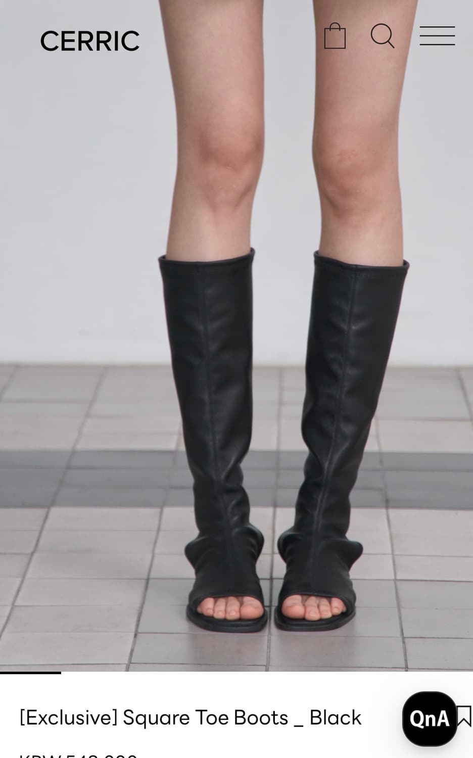 CERRIC 스퀘어토 롱부츠 블랙 상품이미지4
