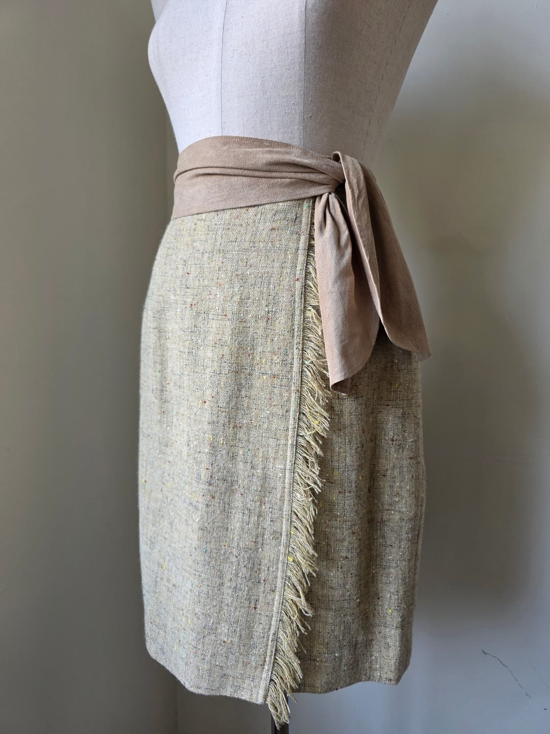 스웨이드 가죽 배색 보카시 트위드 셋업 상품이미지5