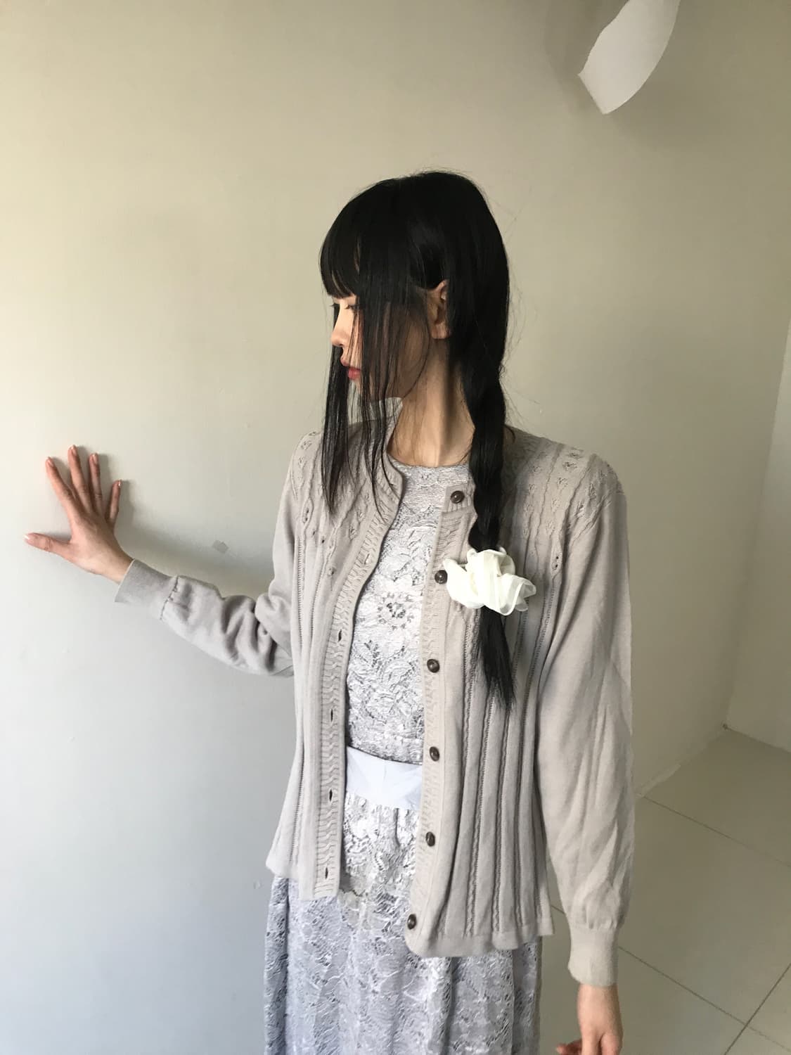 Vintage embroidery punching cardigan 상품이미지10