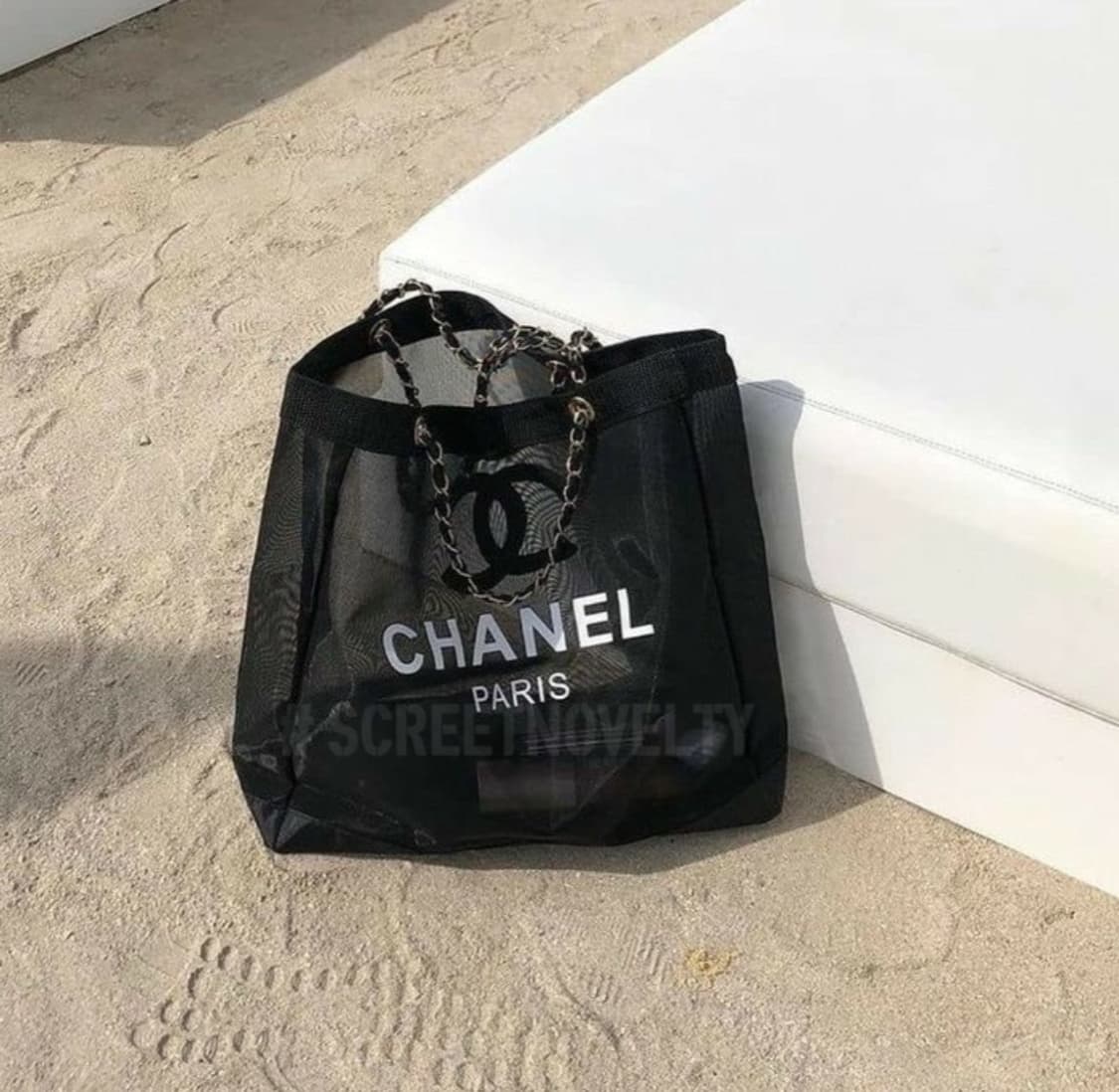 샤넬 뷰티 메쉬 비치백  골드체인 에코백  상품이미지6