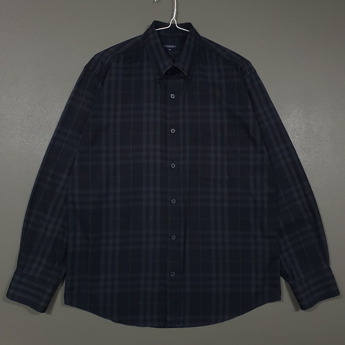 M) 버버리 크레스트 로고 원포켓 노바체크 셔츠 긴팔 남방 블랙 그레이 상품이미지1