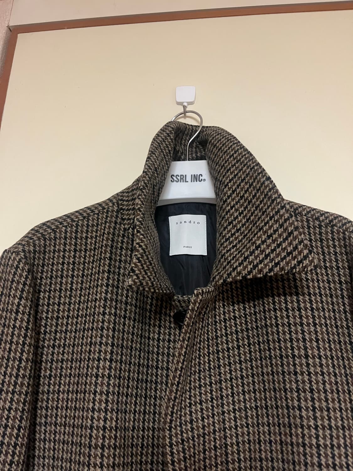 산드로 깅엄체크 롱 코트 상품이미지2