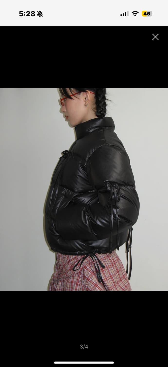 새상품) 크랭크 리본 덕다운패딩 글로시 상품이미지3