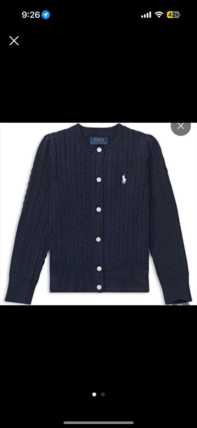 폴로 랄프로렌 걸즈 가디건 네이비 상품이미지1