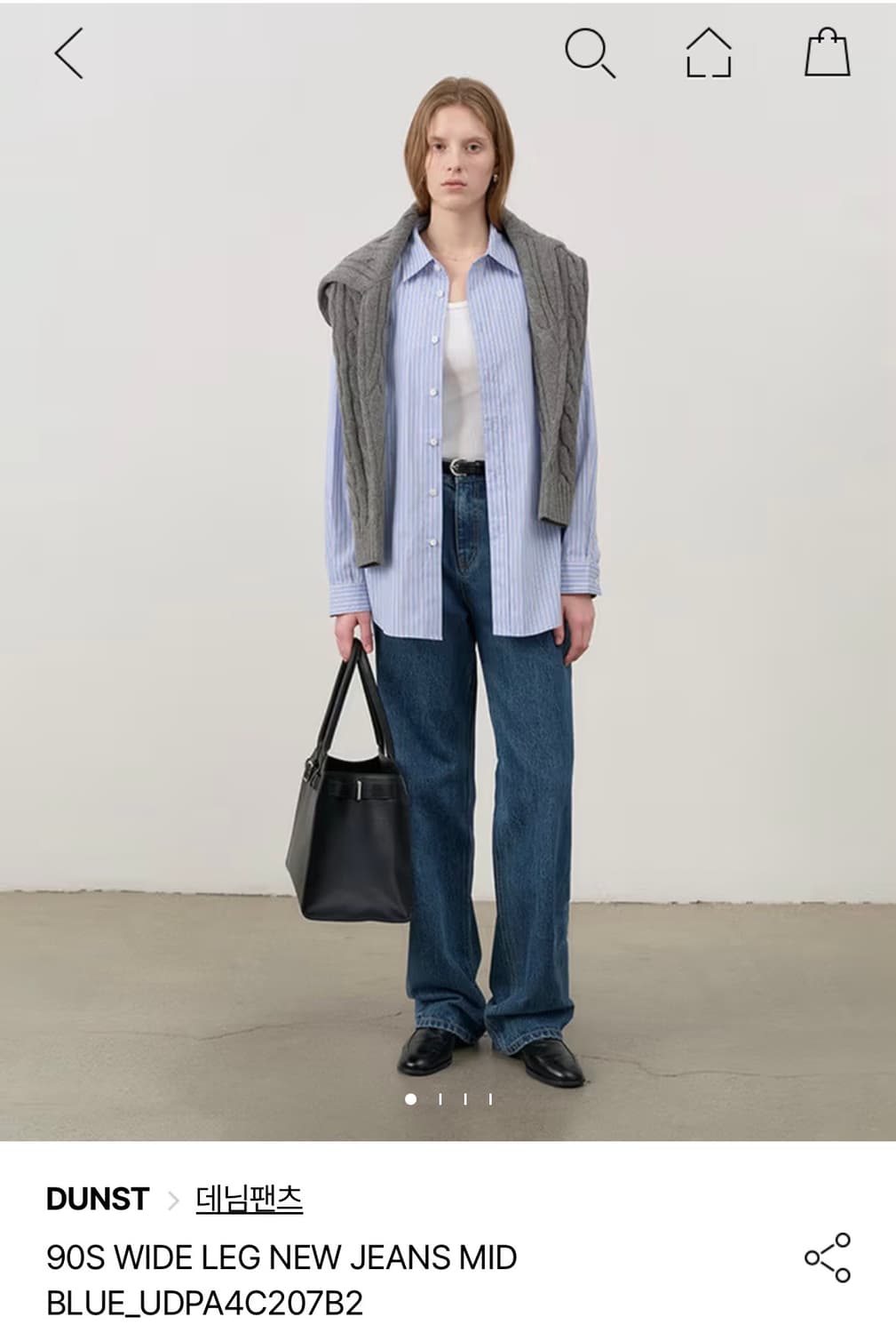 던스트 90s 와이드 데님 청바지 미드블루 상품이미지1