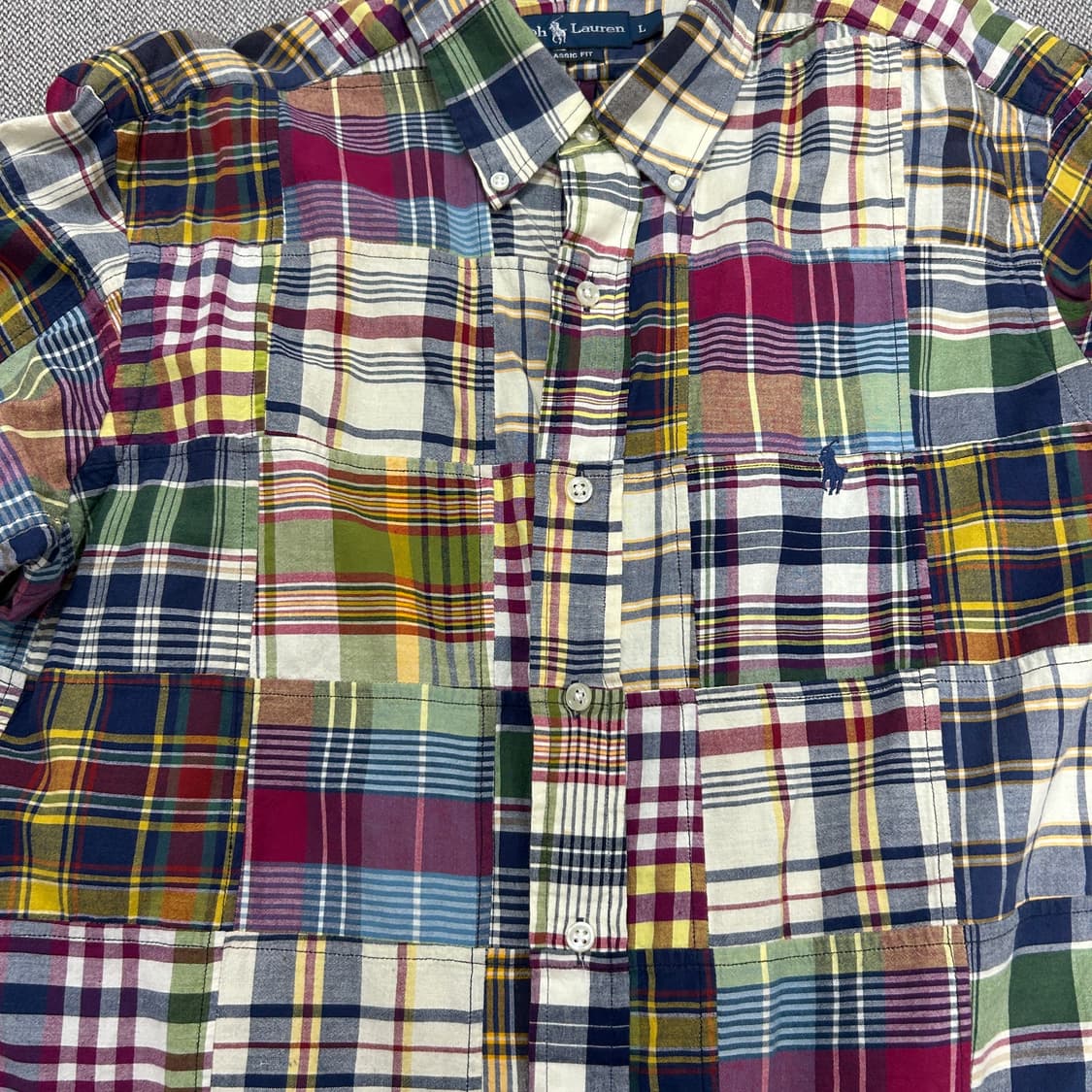 폴로 패치워크 마드라스 체크셔츠(L) 상품이미지4