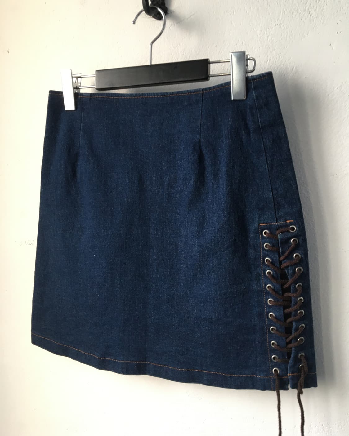 Lace up point denim mini skirt 상품이미지4