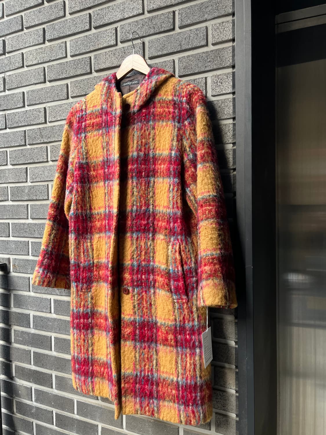 DONNA UNO 헤어리 체크패턴 미디 코트 상품이미지1