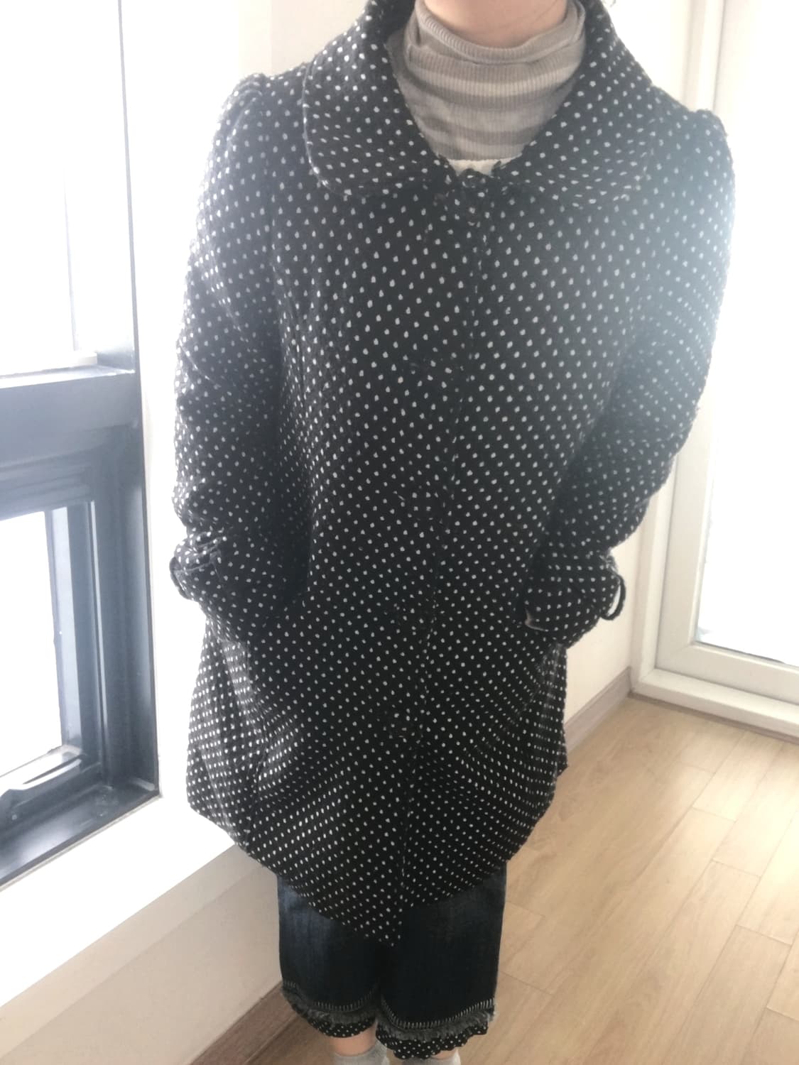 도트 카라 코트 상품이미지2