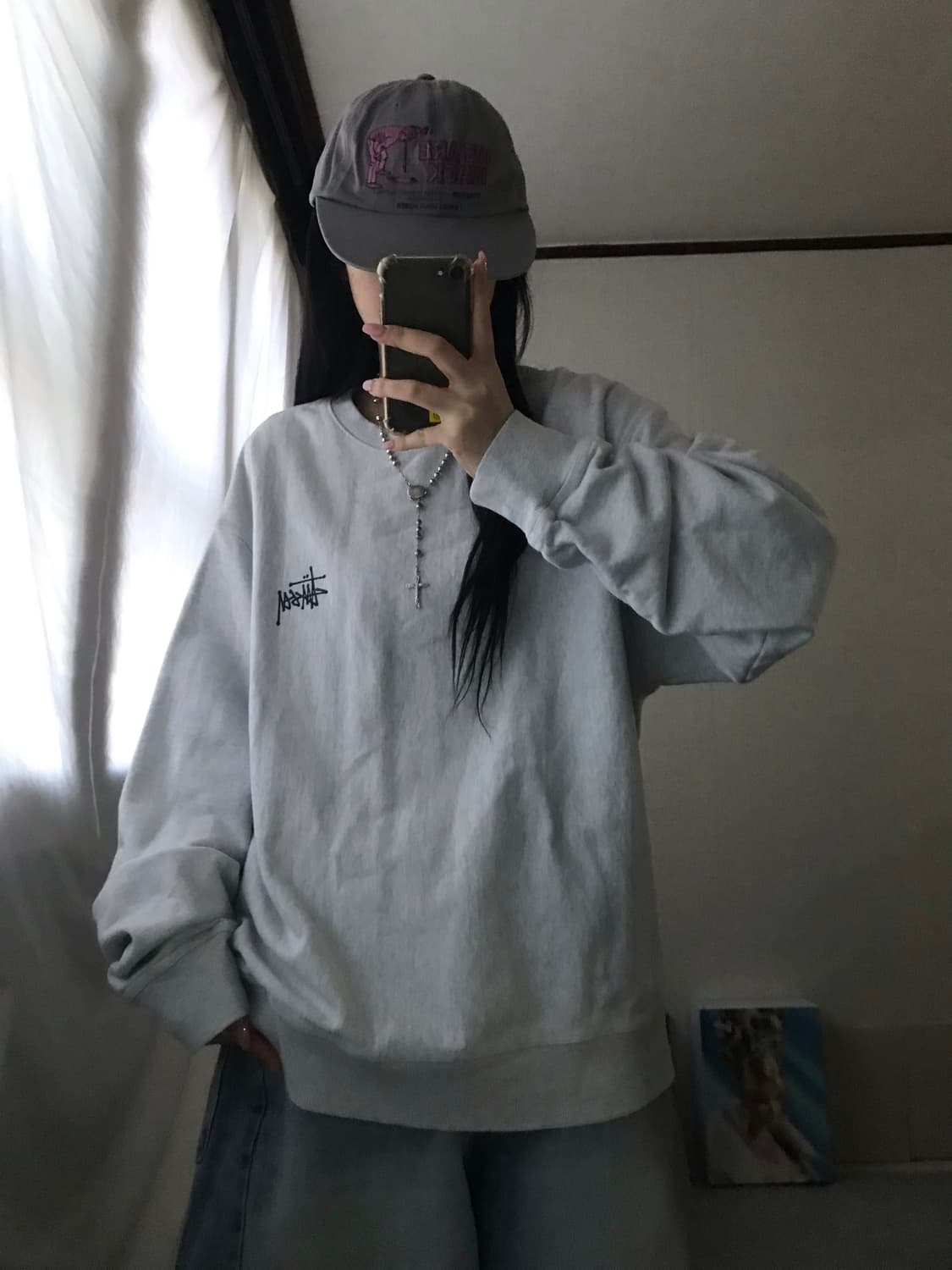 스투시 멜란지 빅로고 맨투맨 상품이미지1