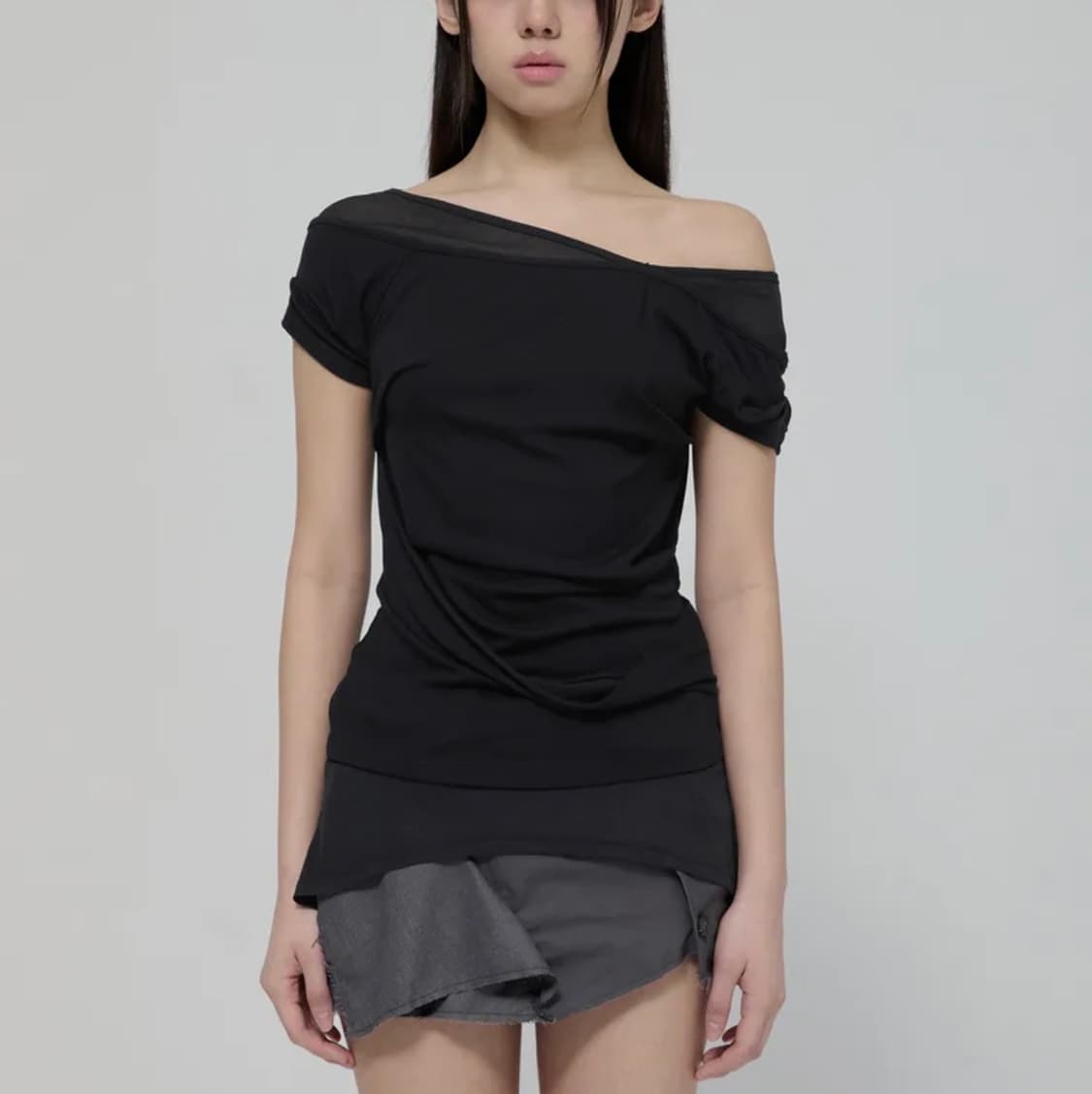 [새상품,정가이하] 플레어업 레이어드 반팔티 탑  상품이미지1