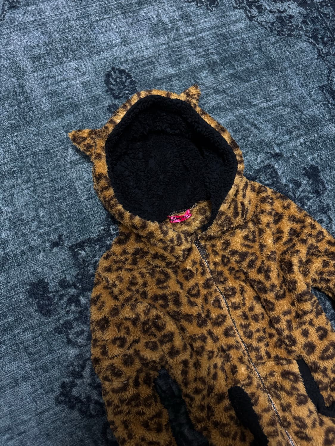 Dig deep cat ear leopard fur hoodie 상품이미지2