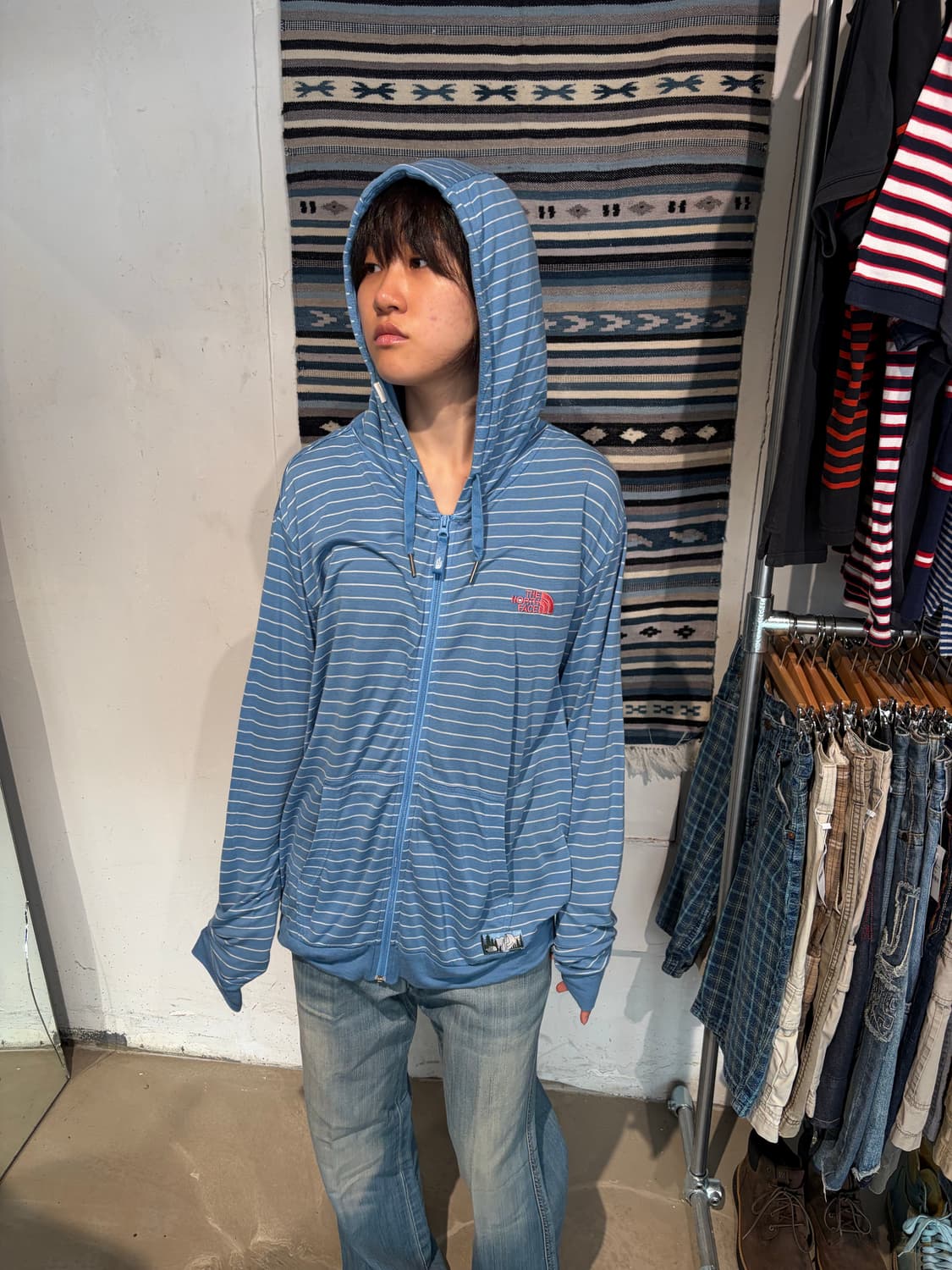 The North Face 스트라이프 후드 집업 L 상품이미지5