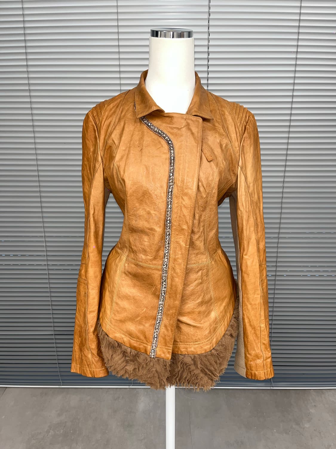 Japanese vintage orange leather jacket 상품이미지3