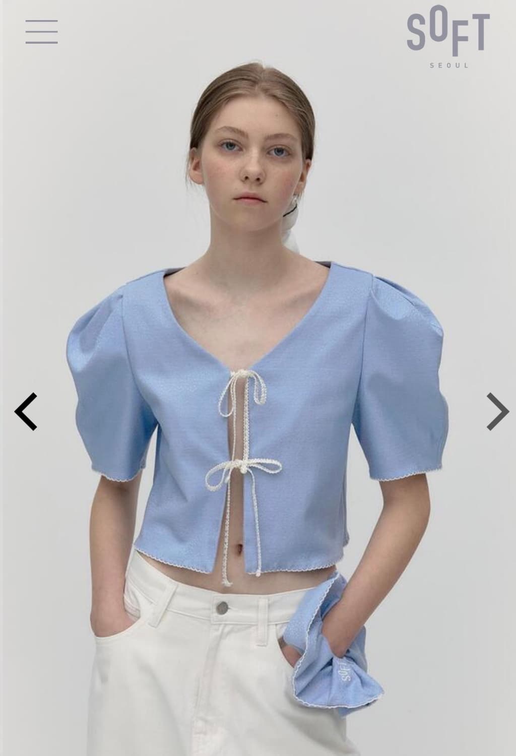 [소프트서울] JACQUARD RIBBON PUFF BLOUSE 상품이미지2