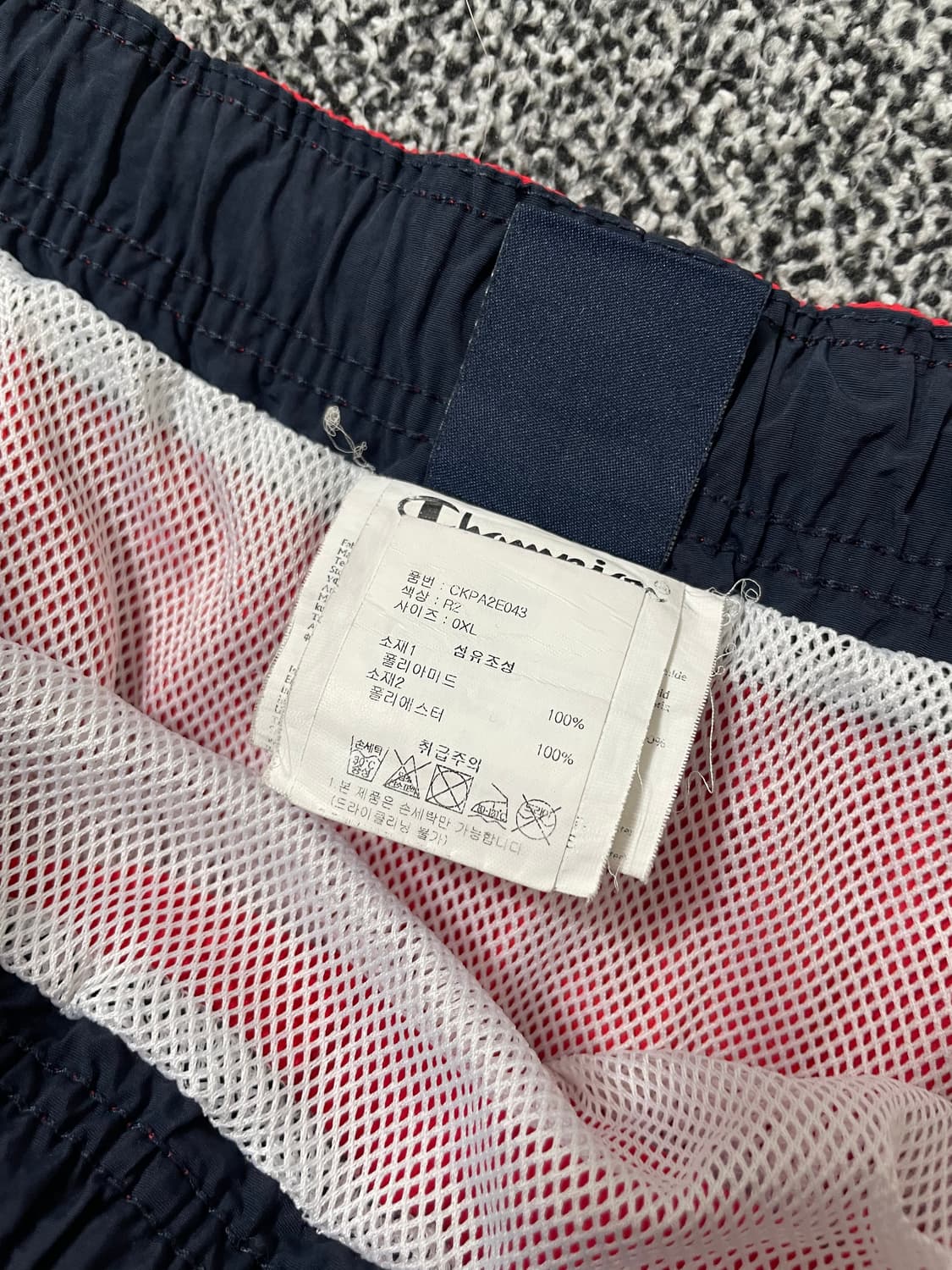 빈티지9. 챔피온 바스락 나일론 안감 메쉬 숏팬츠 반바지 레드 상품이미지3