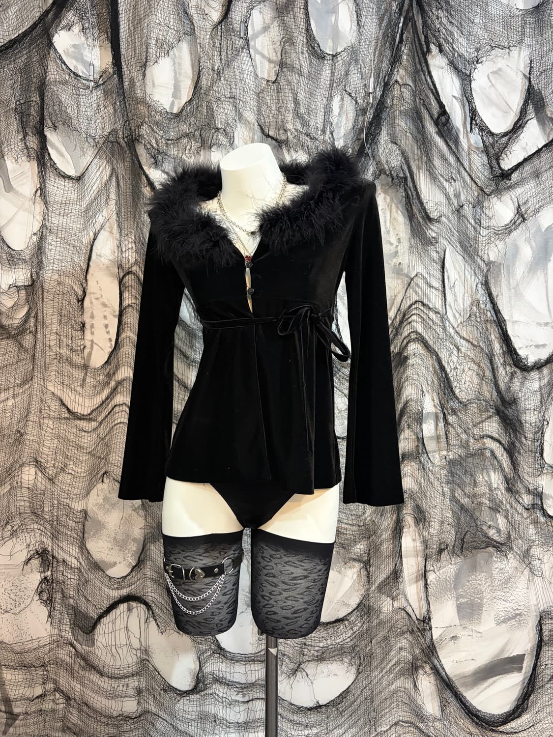 Gothic Velvet Fur Cardigan 상품이미지6