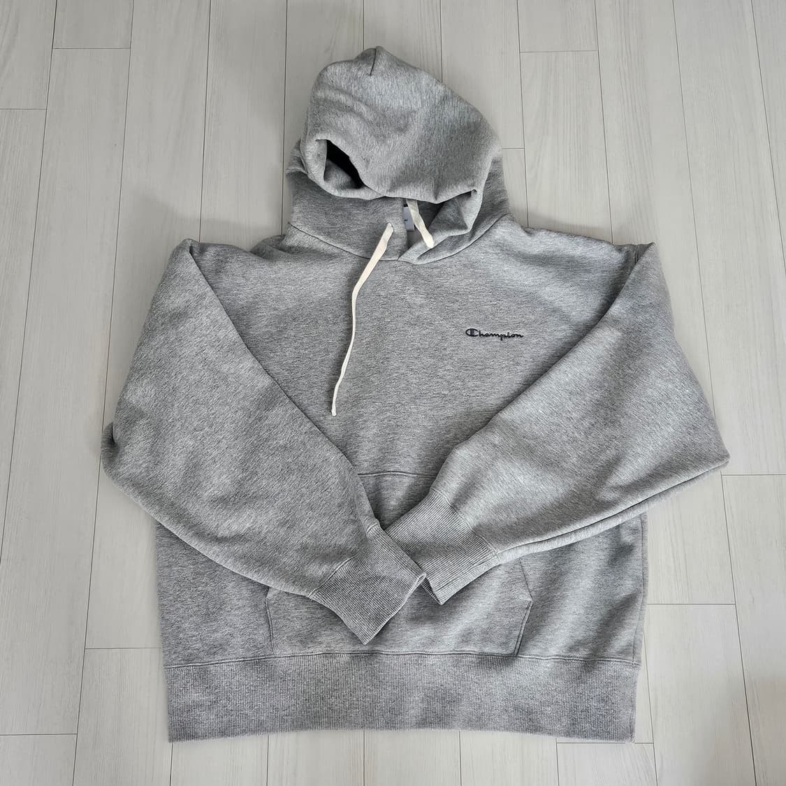 챔피온 여성 스몰 스크립트 로고 루즈핏 기모 후드 Oxford Grey 상품이미지1