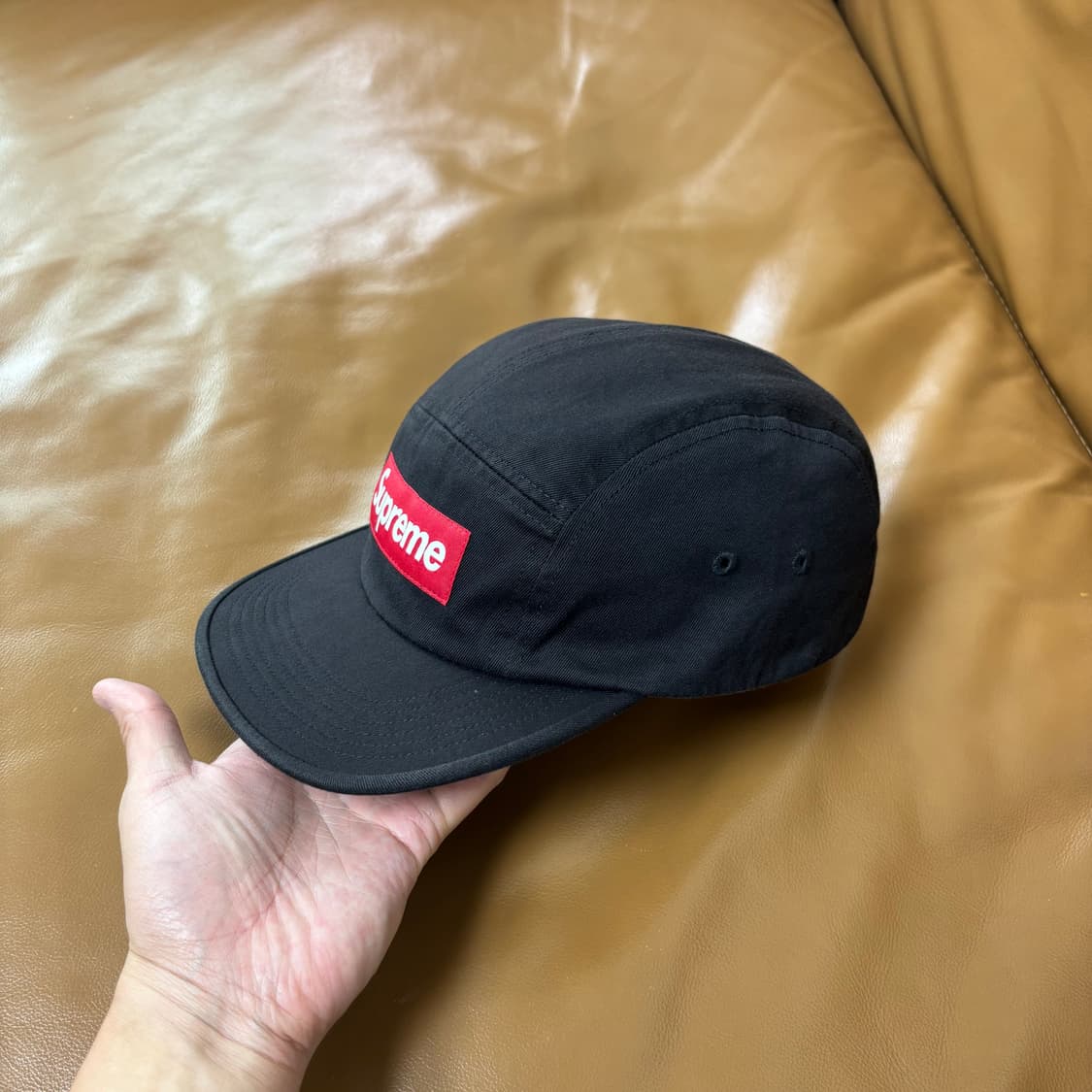 Supreme 슈프림 워시드 블랙 레드 박스로고 캠프캡 모자 Black 상품이미지4