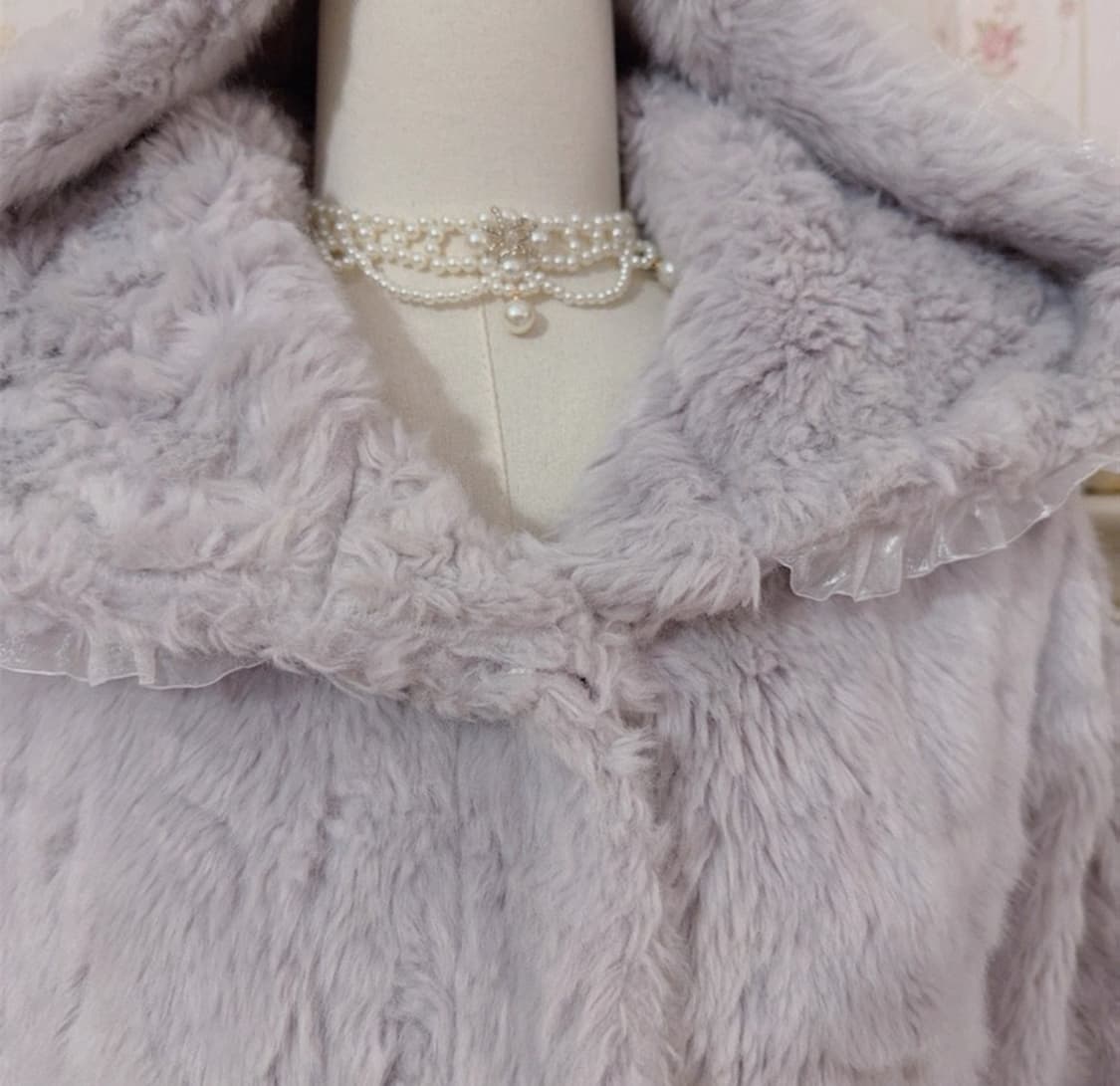 리즈리사 달천깔 후리스 원피스 레이스 코트 퍼자켓 상품이미지2