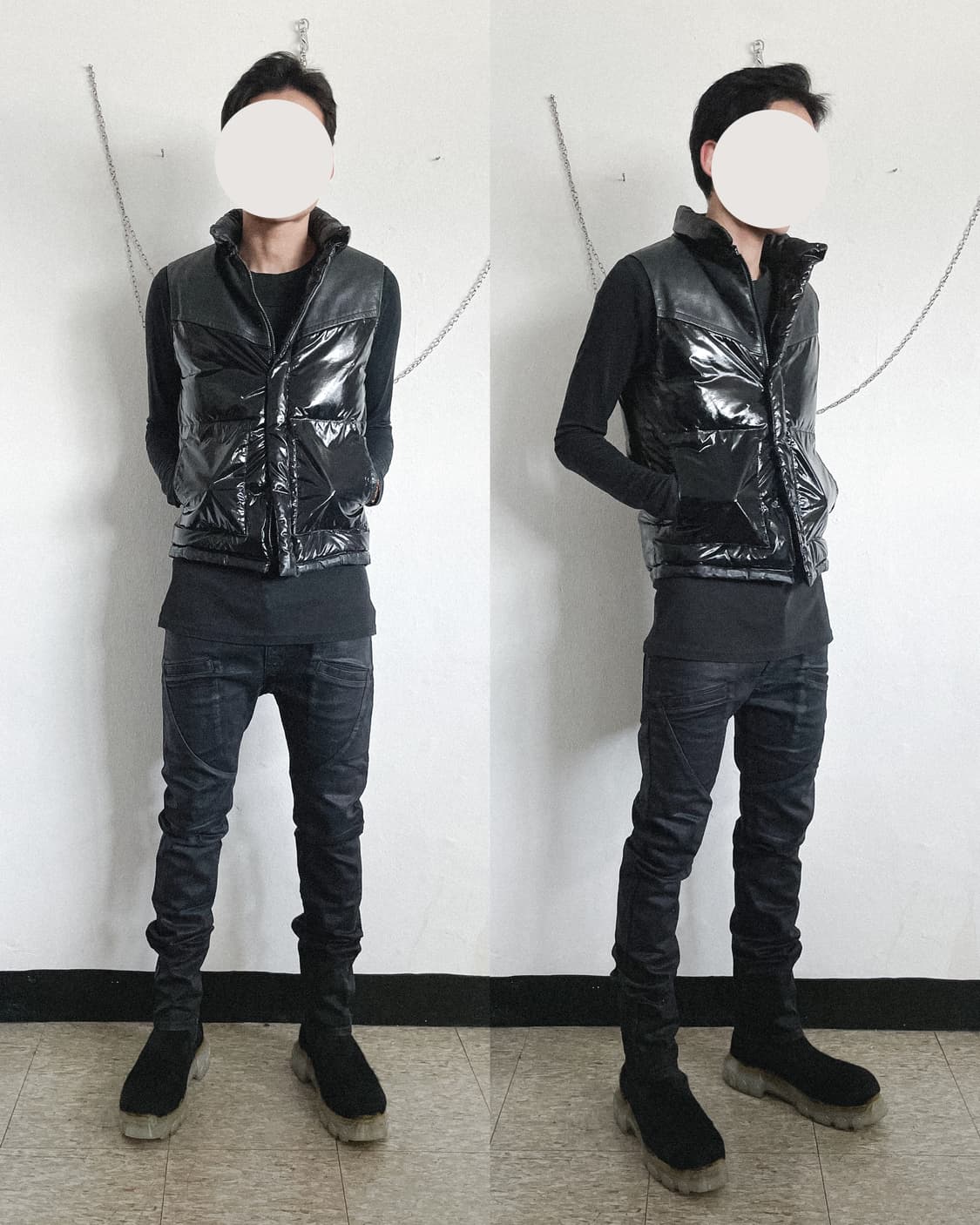 지방시 오피움 09AW 리카르도 티시 레더패널 글로시 패딩베스트 상품이미지1