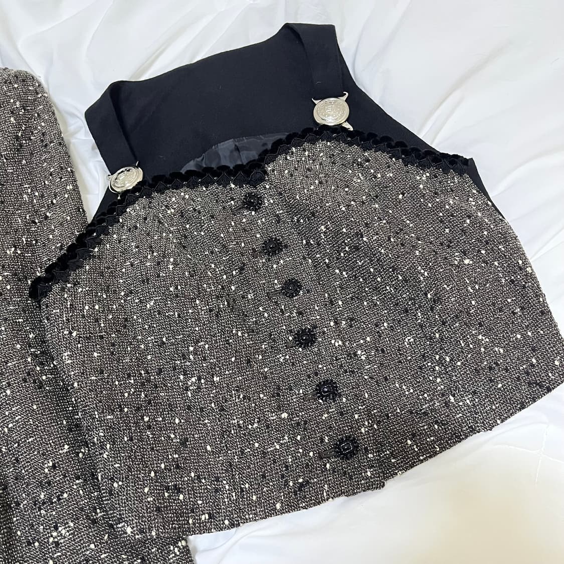 빈티지 ) 쿠키앤크림 트위드자켓 & 베스트  상품이미지4