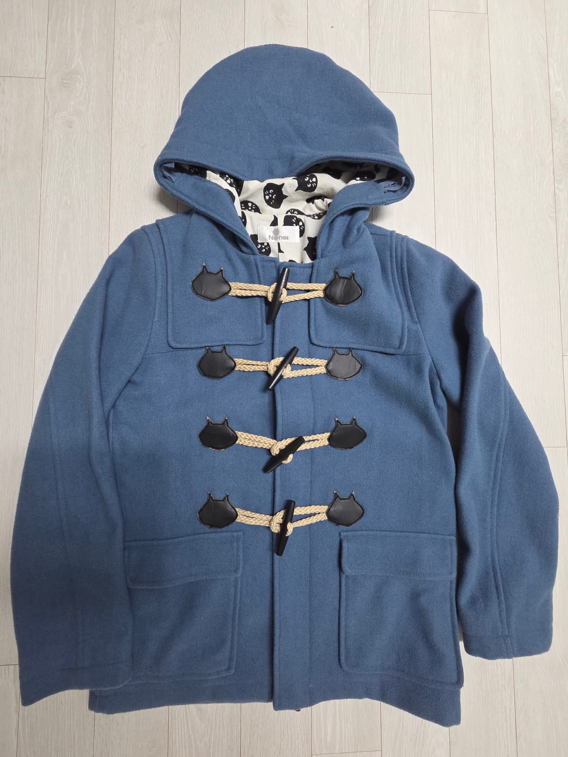 Nenet 고양이 패치 더플코트 상품이미지2