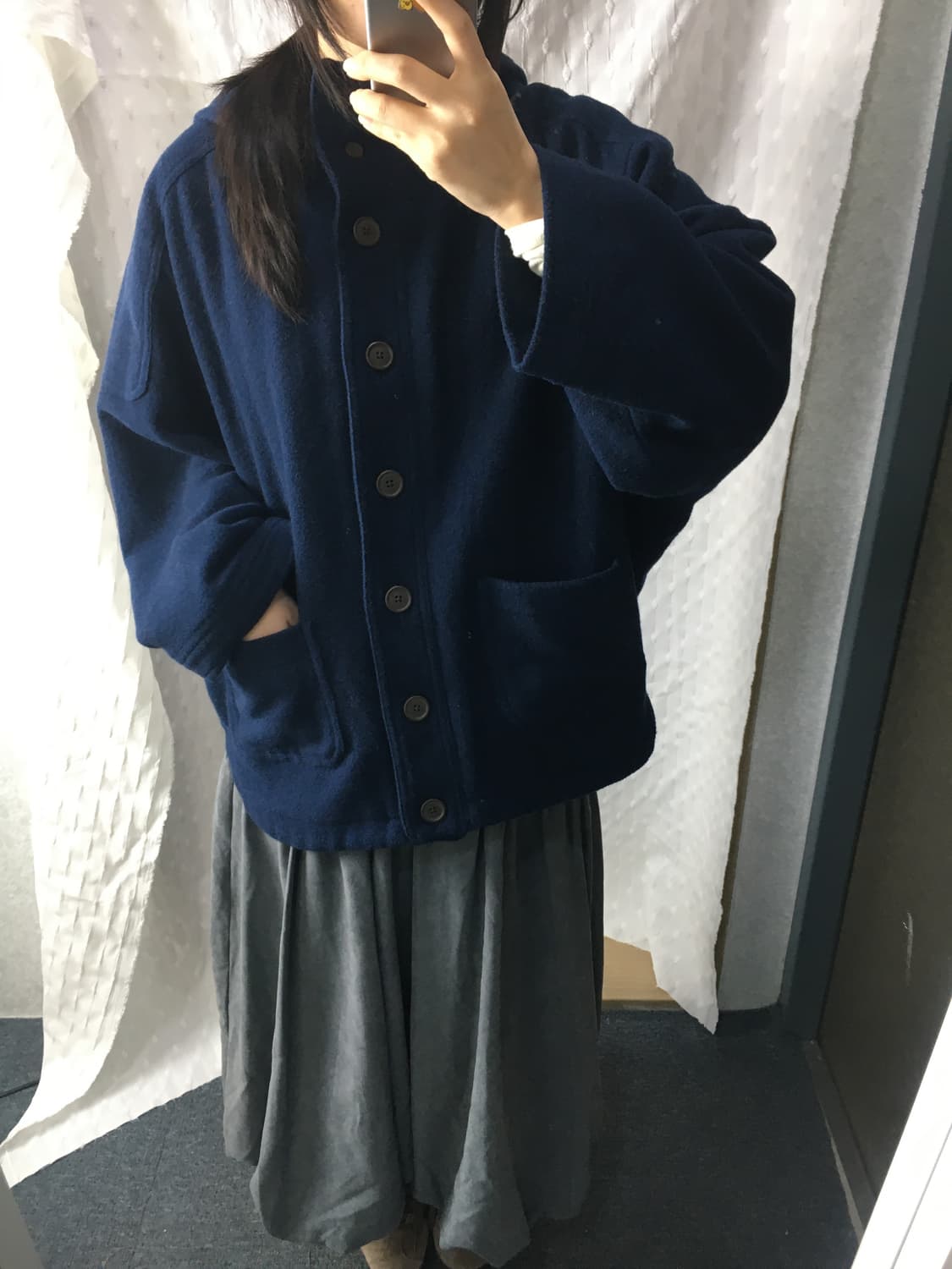 사만사모스 네이비 후드 코트 상품이미지4