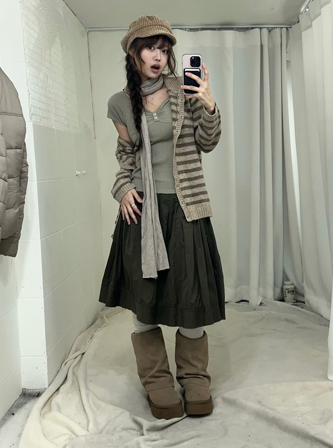 아베크롬비 울프죠 패딩 모리걸 카키 코디세트 상품이미지3