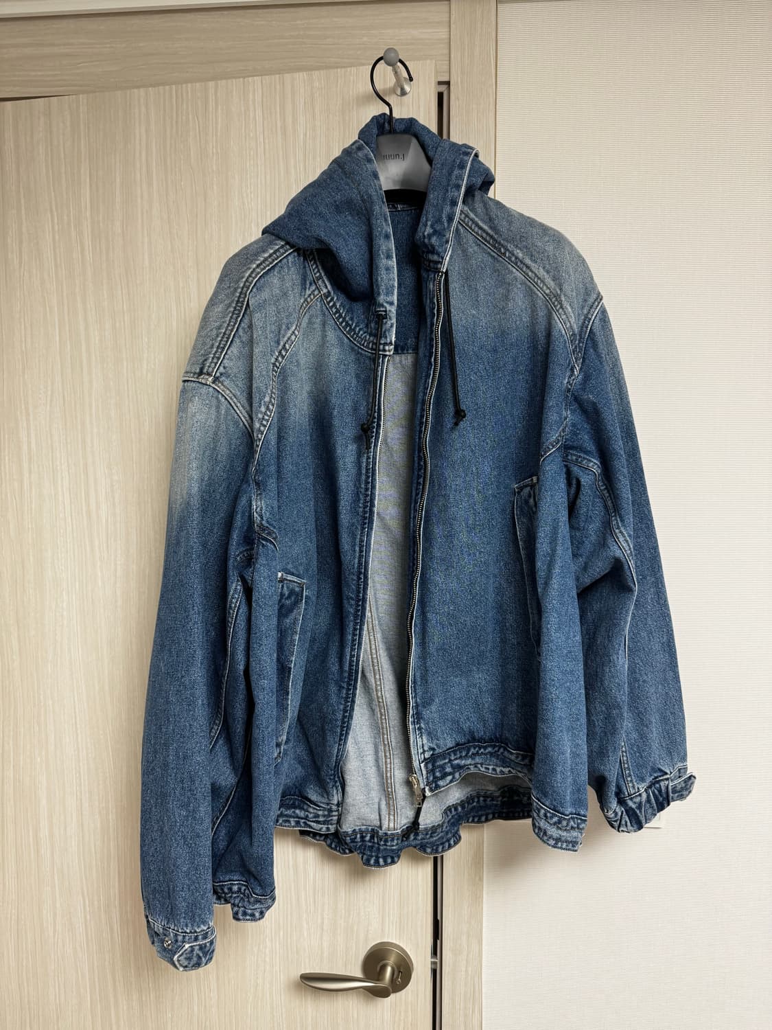 [L] 준지 데님 와이드 후드 집업 블루 상품이미지2