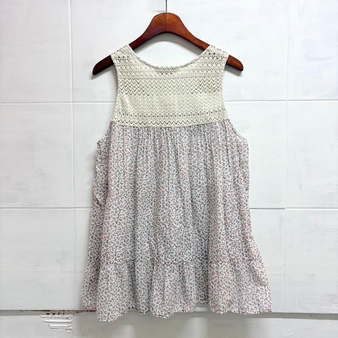 SOSPITA 코튼 잔꽃 네트 모리걸 슬리브리스 L 상품이미지5