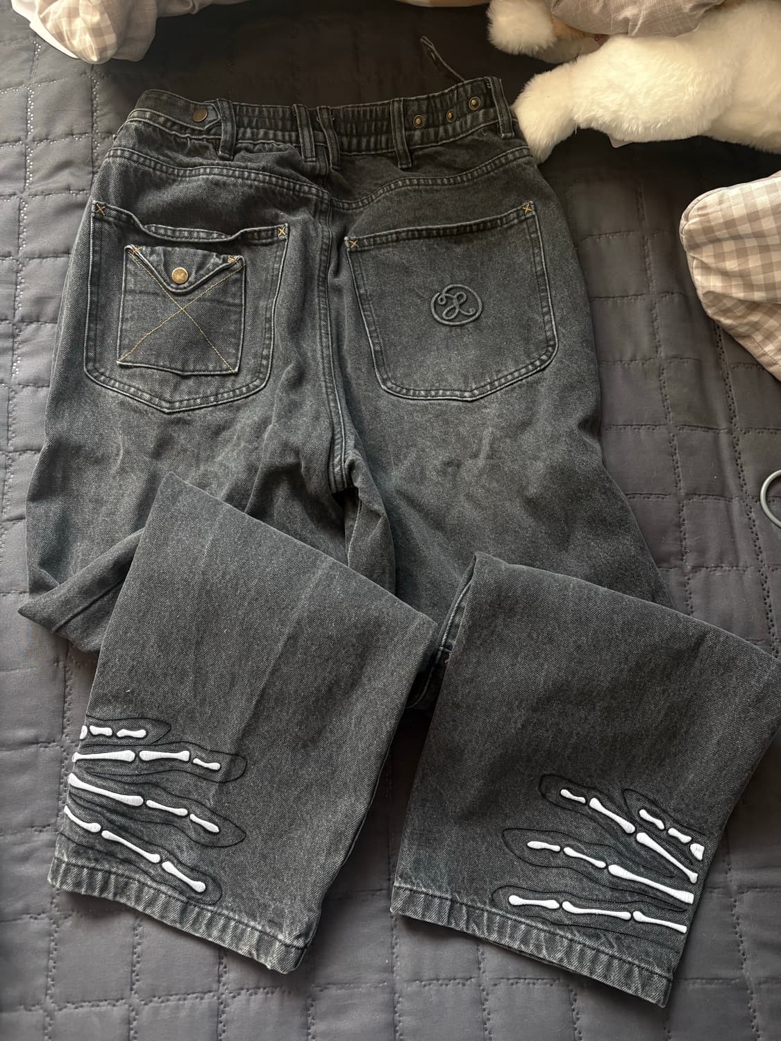 엑스톤즈 스켈레톤 홀드 데님 팬츠 흑청 상품이미지3