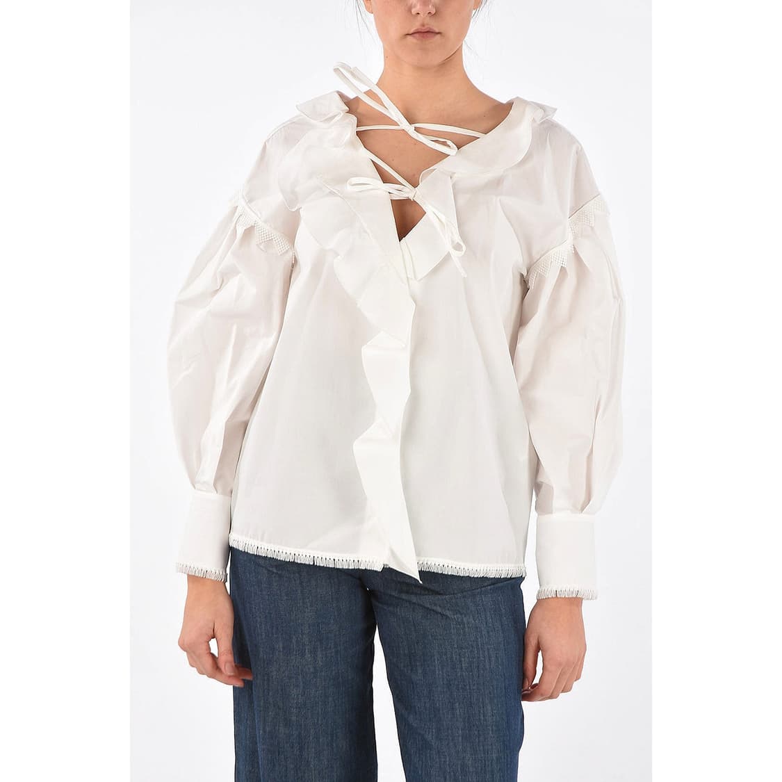 MSGM 화이트 러플 포플린 블라우스 상품이미지1