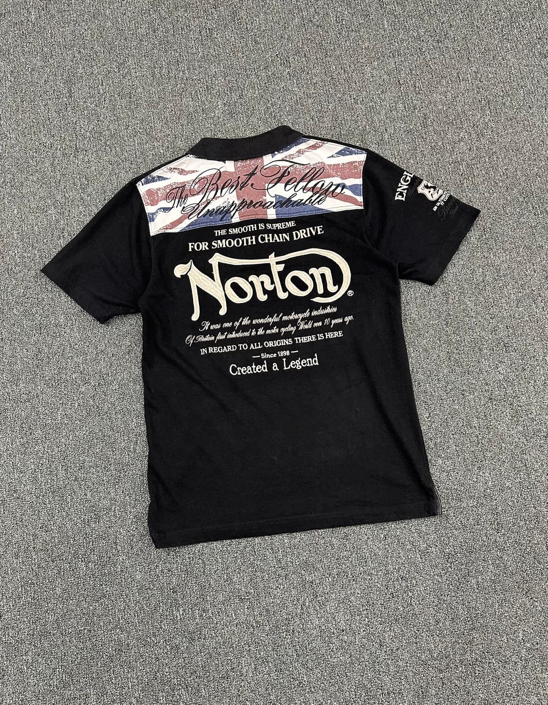 M)Norton y2k 모터사이클 자수 카라 반팔 상품이미지1
