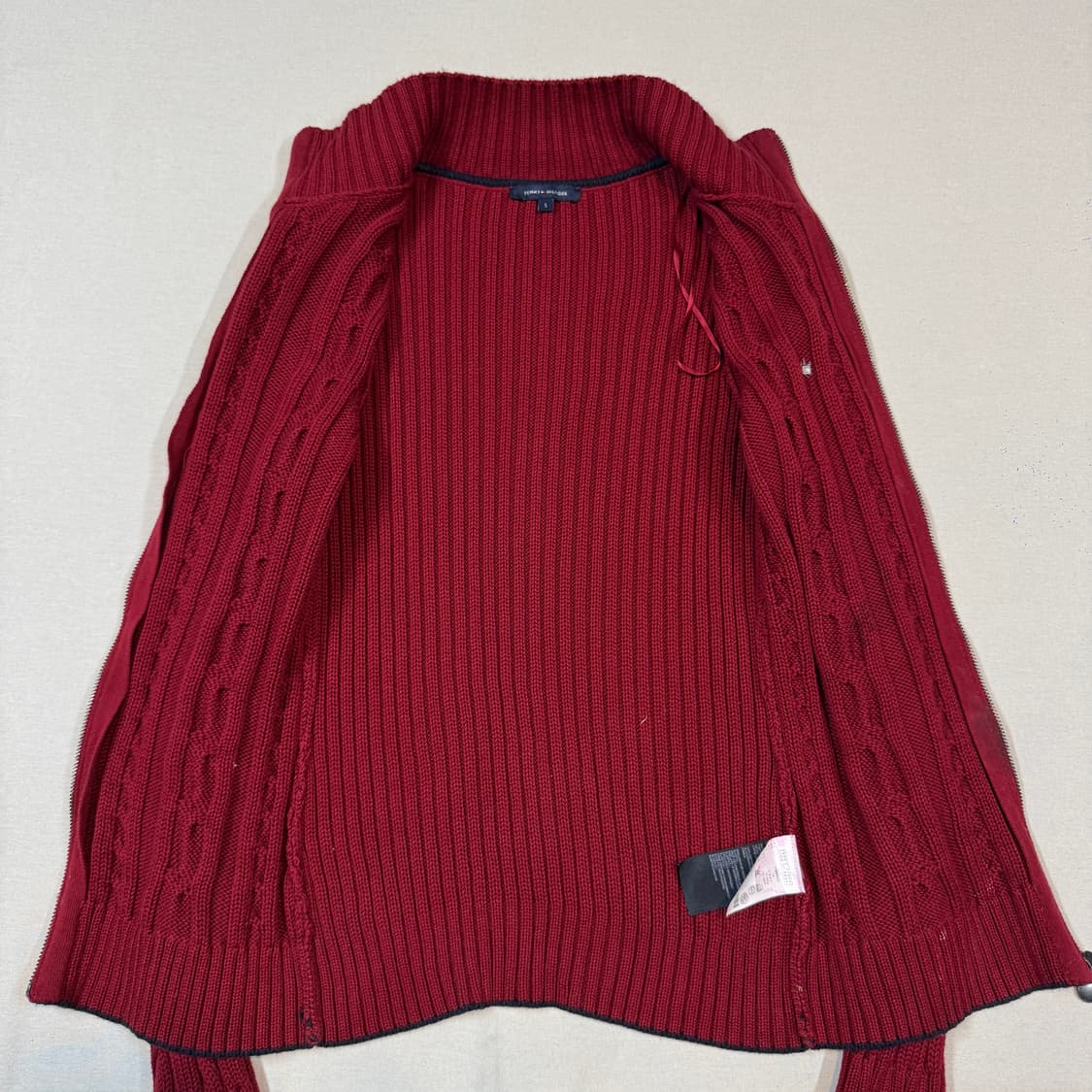 S) 타미힐피거 케이블 꽈배기 니트 집업 상품이미지5