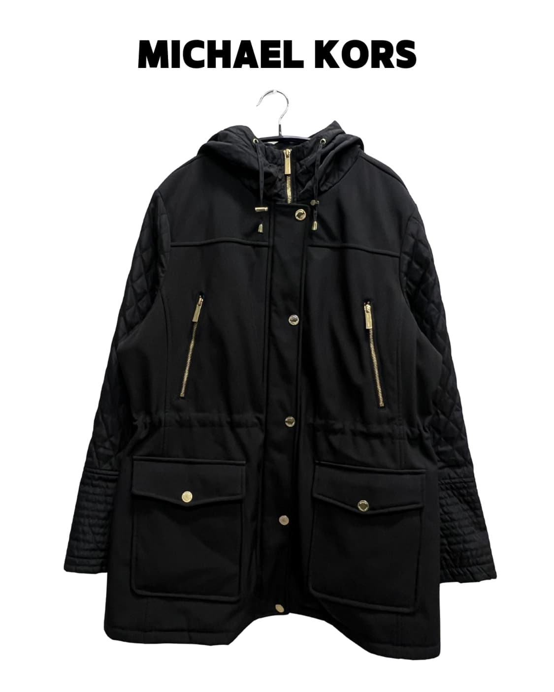 마이클 코어스 우먼스 금장 퀄팅 자켓 블랙 상품이미지1