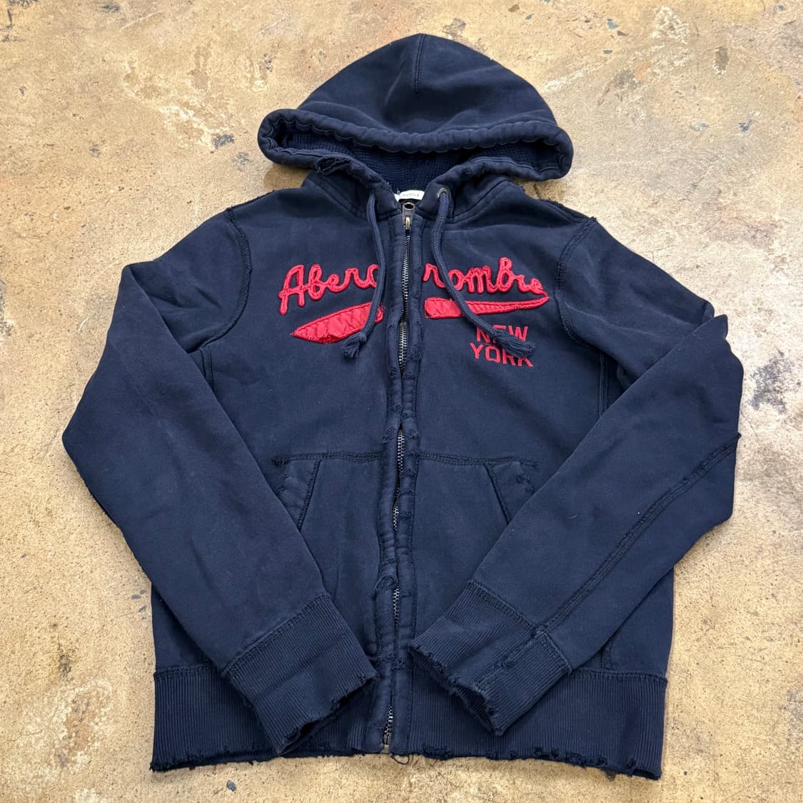 아베크롬비 네이비 검빨 후드집업 상품이미지2